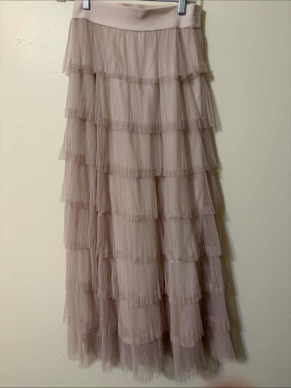 Simply Vera Vera Wang Tiered Tulle Maxi Skirt in Blush Taupe